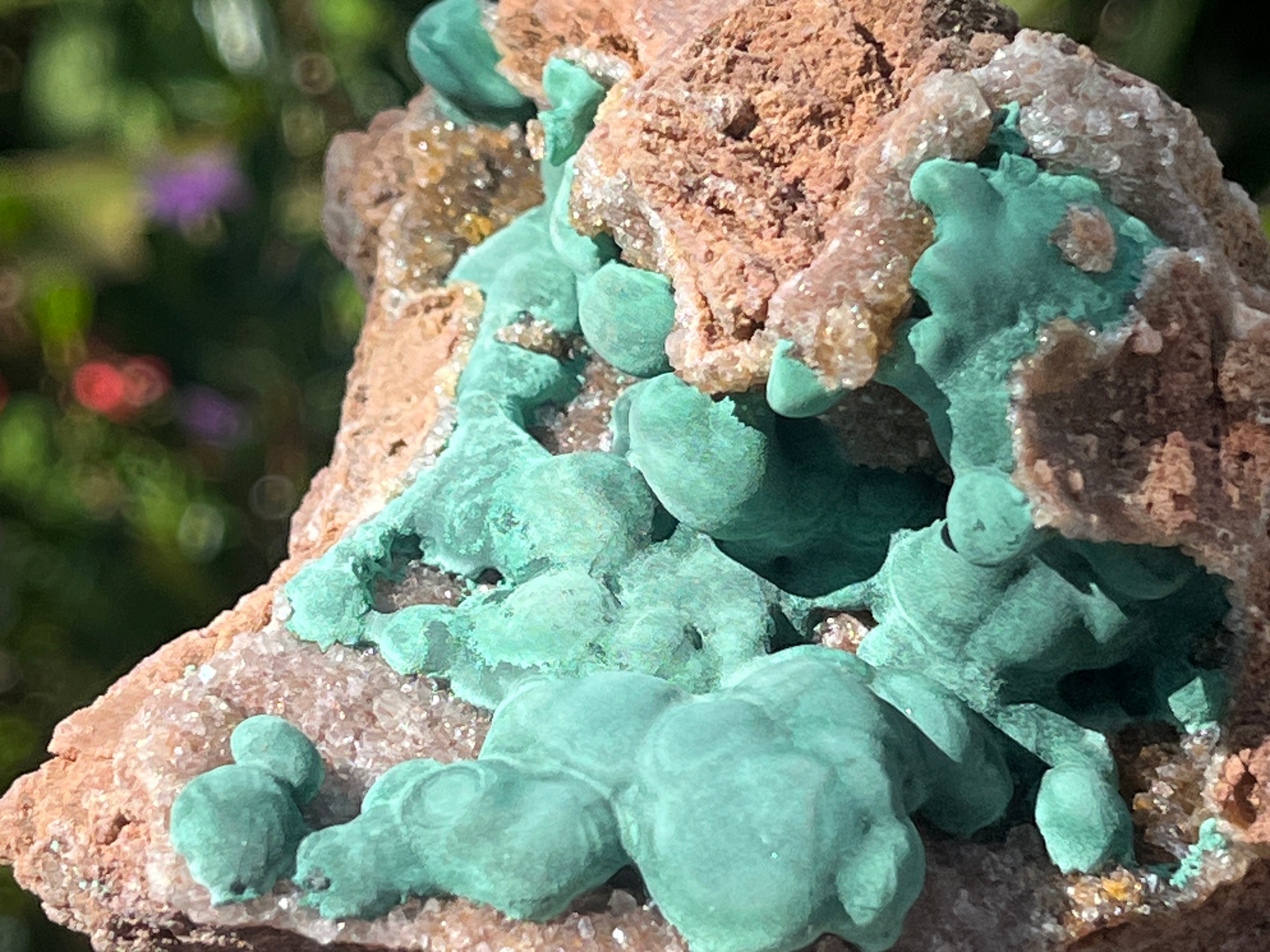 Natural Botryoidal Ball Malachite with Quartz on Dolomite Specimen x 1 From Mindingi Mine, Congo