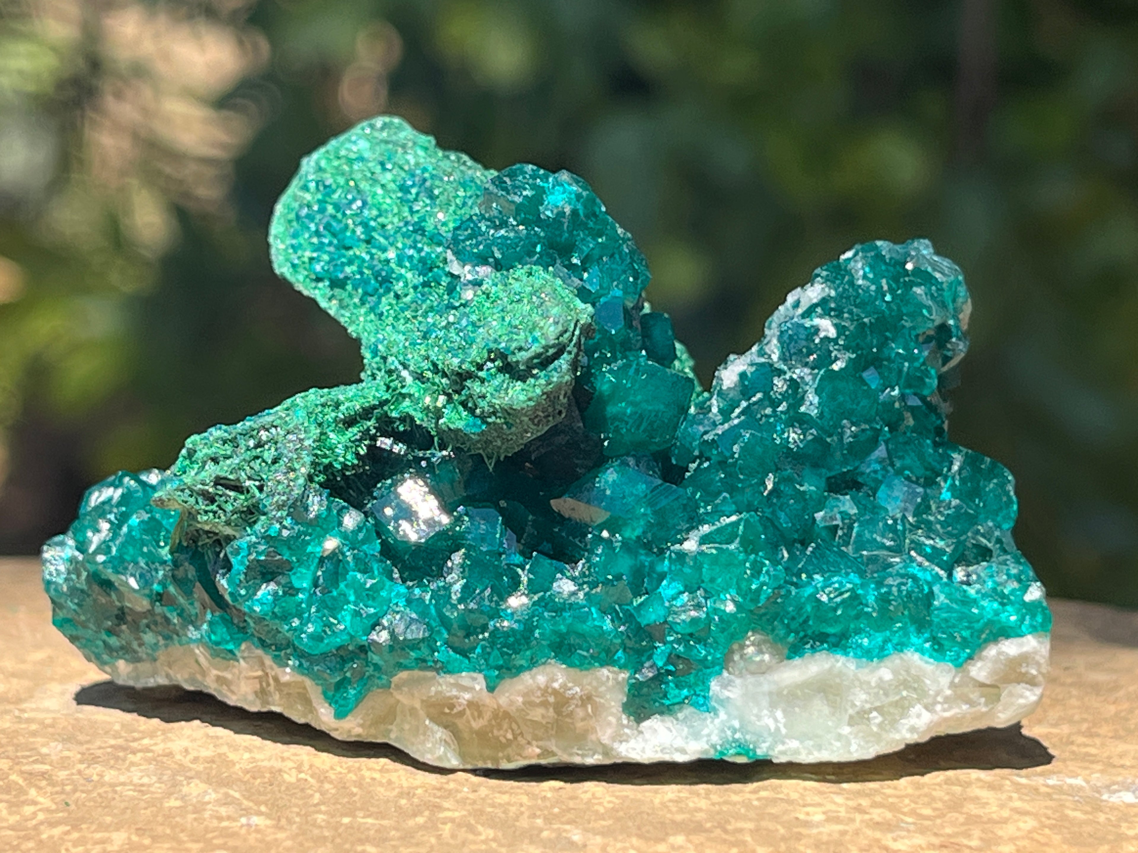 Natural Rare Dioptase with Malachite Pseudomorph Cross Specimen x 1 From Likasi, Congo