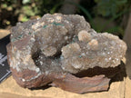 Natural Crystalline Botryoidal Clear Hemimorphite with Malachite on Iron Stone Matrix x 1 From Mindingi Mine, Congo