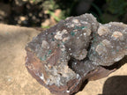 Natural Crystalline Botryoidal Clear Hemimorphite with Malachite on Iron Stone Matrix x 1 From Mindingi Mine, Congo