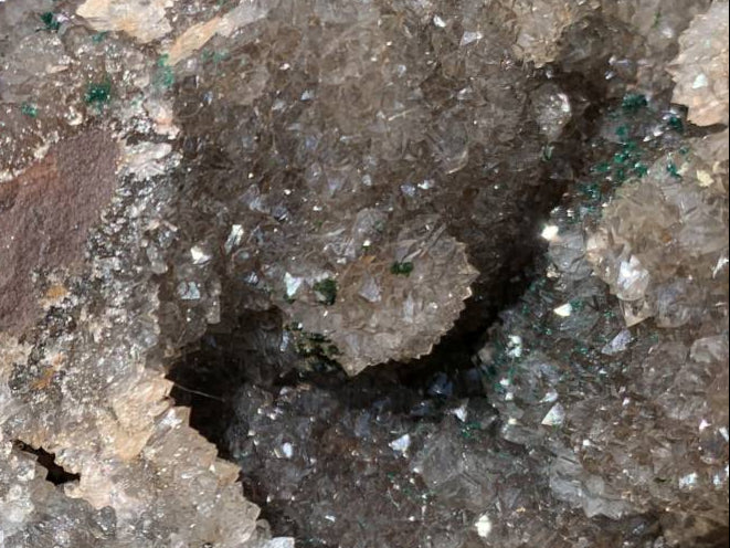 Natural Crystalline Botryoidal Clear Hemimorphite with Malachite on Iron Stone Matrix x 1 From Mindingi Mine, Congo