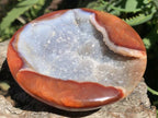 Polished Red Carnelian Crystalline Geode Bowl x 1 From Madagascar