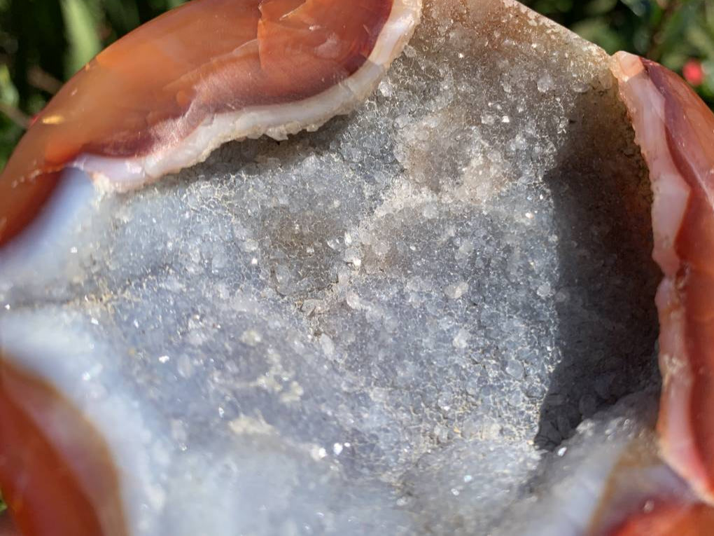 Polished Red Carnelian Crystalline Geode Bowl x 1 From Madagascar