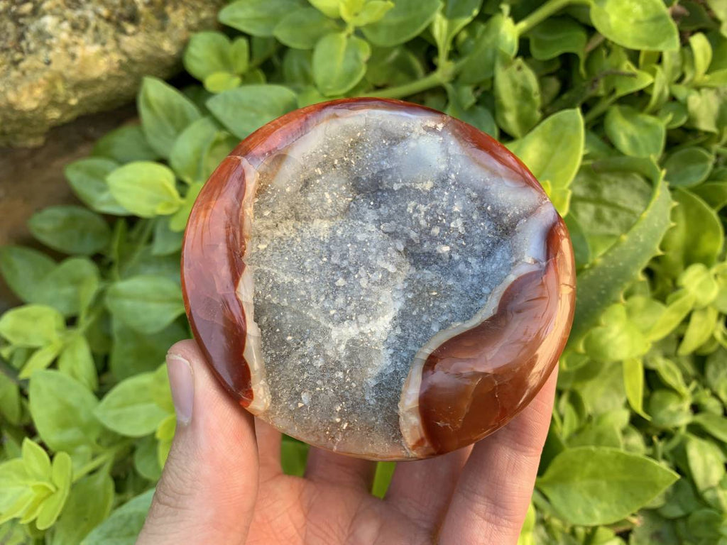 Polished Red Carnelian Crystalline Geode Bowl x 1 From Madagascar