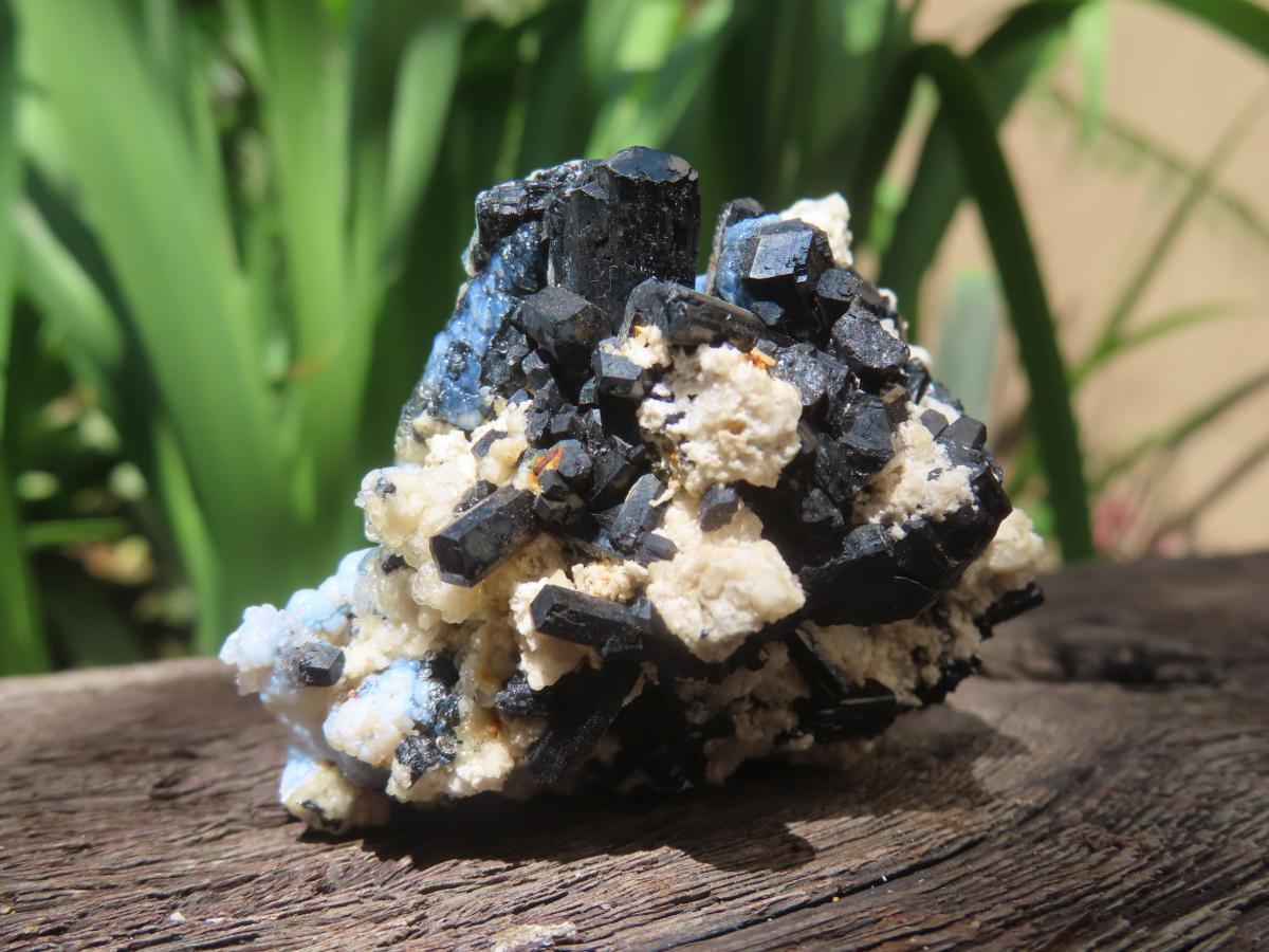 Natural Schorl Black Tourmaline and Beryl Infused Hyalite Opal Specimen x 1 From Erongo, Namibia