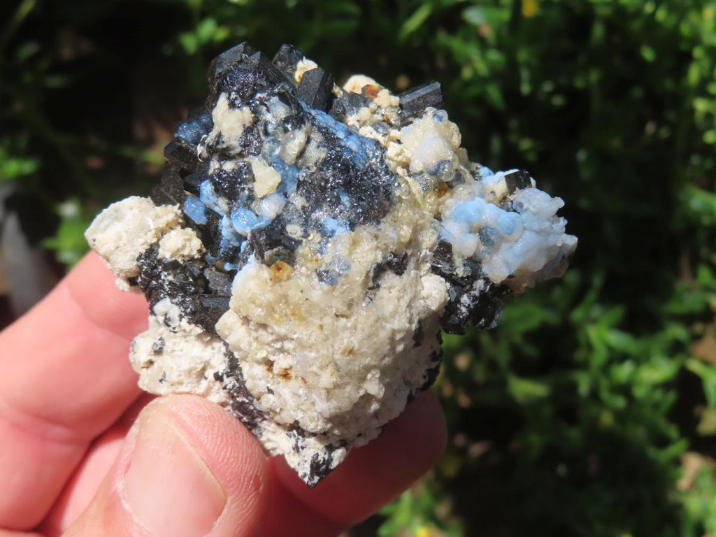 Natural Schorl Black Tourmaline and Beryl Infused Hyalite Opal Specimen x 1 From Erongo, Namibia