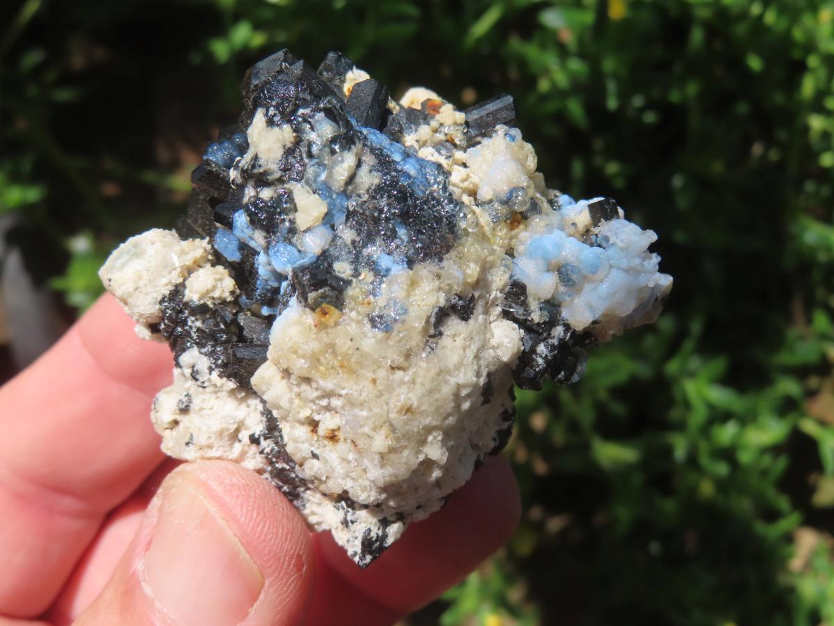 Natural Schorl Black Tourmaline and Beryl Infused Hyalite Opal Specimen x 1 From Erongo, Namibia