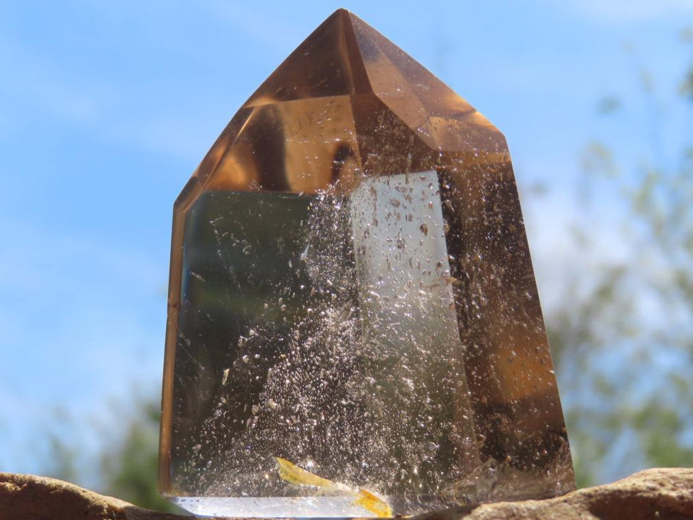 Polished Champagne Citrine Phantom Quartz Crystal x 1 From Madagascar