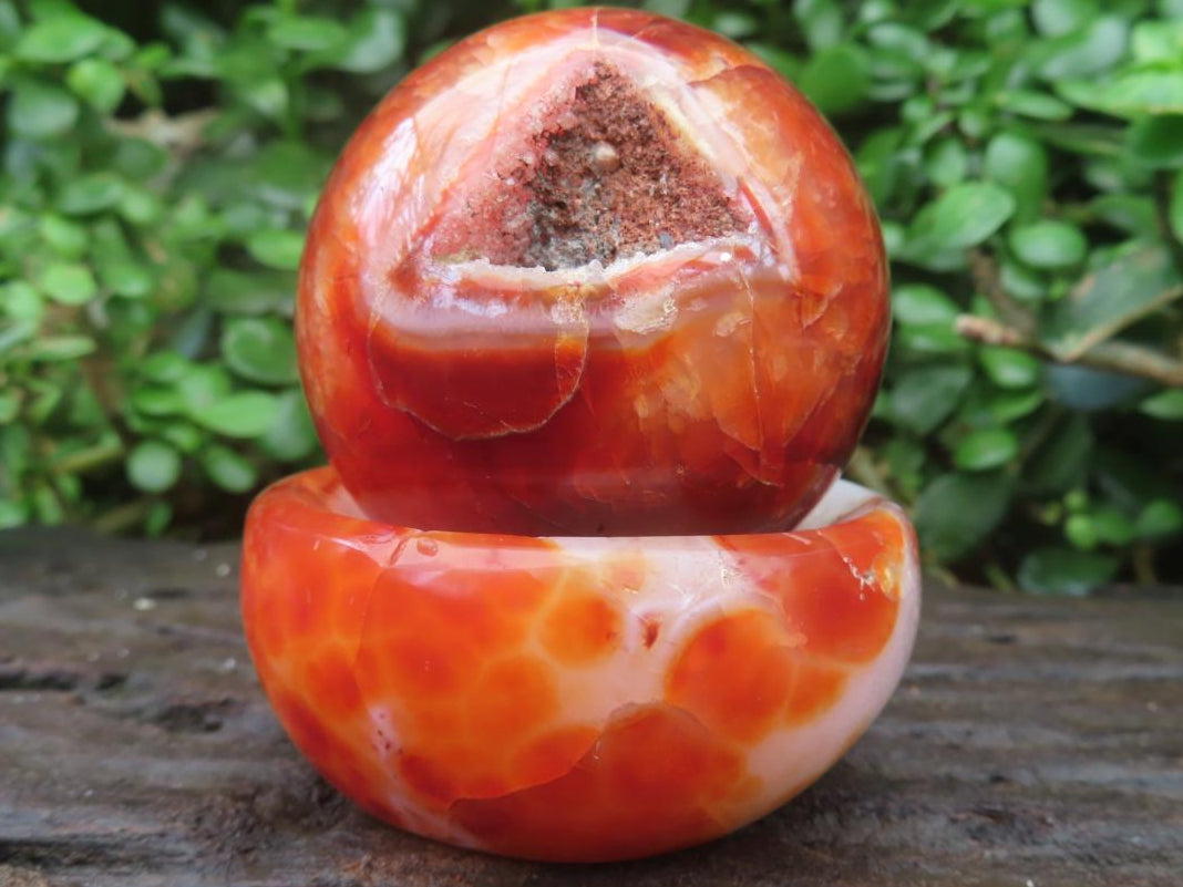 Polished Carnelian Bowl and Sphere - A Single Set -  x 1 From Madagascar