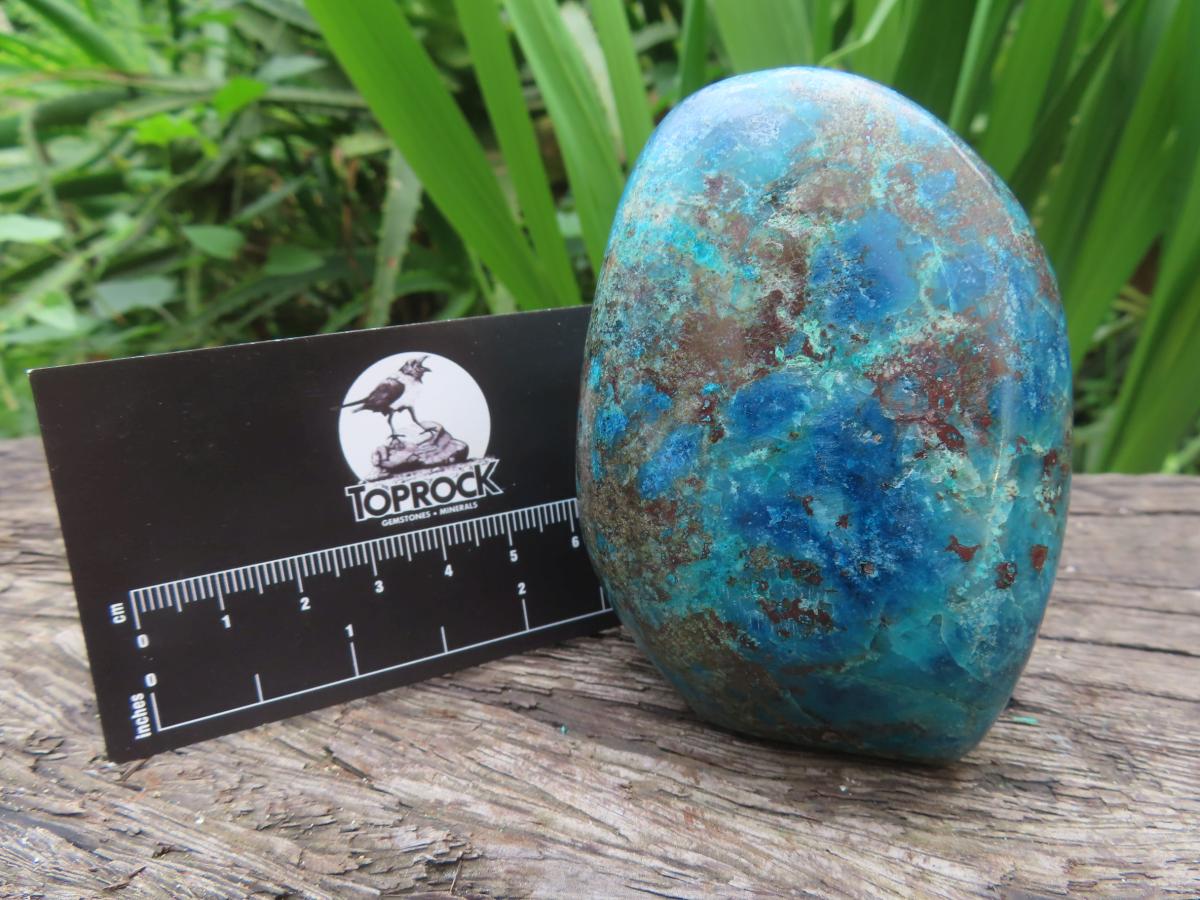 Polished Shattuckite with Chrysocolla Standing Free Form x 1 From Kaokoveld, Namibia