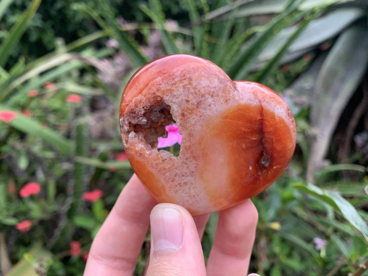 Polished Carnelian Gemstone Heart x 1 From Madagascar