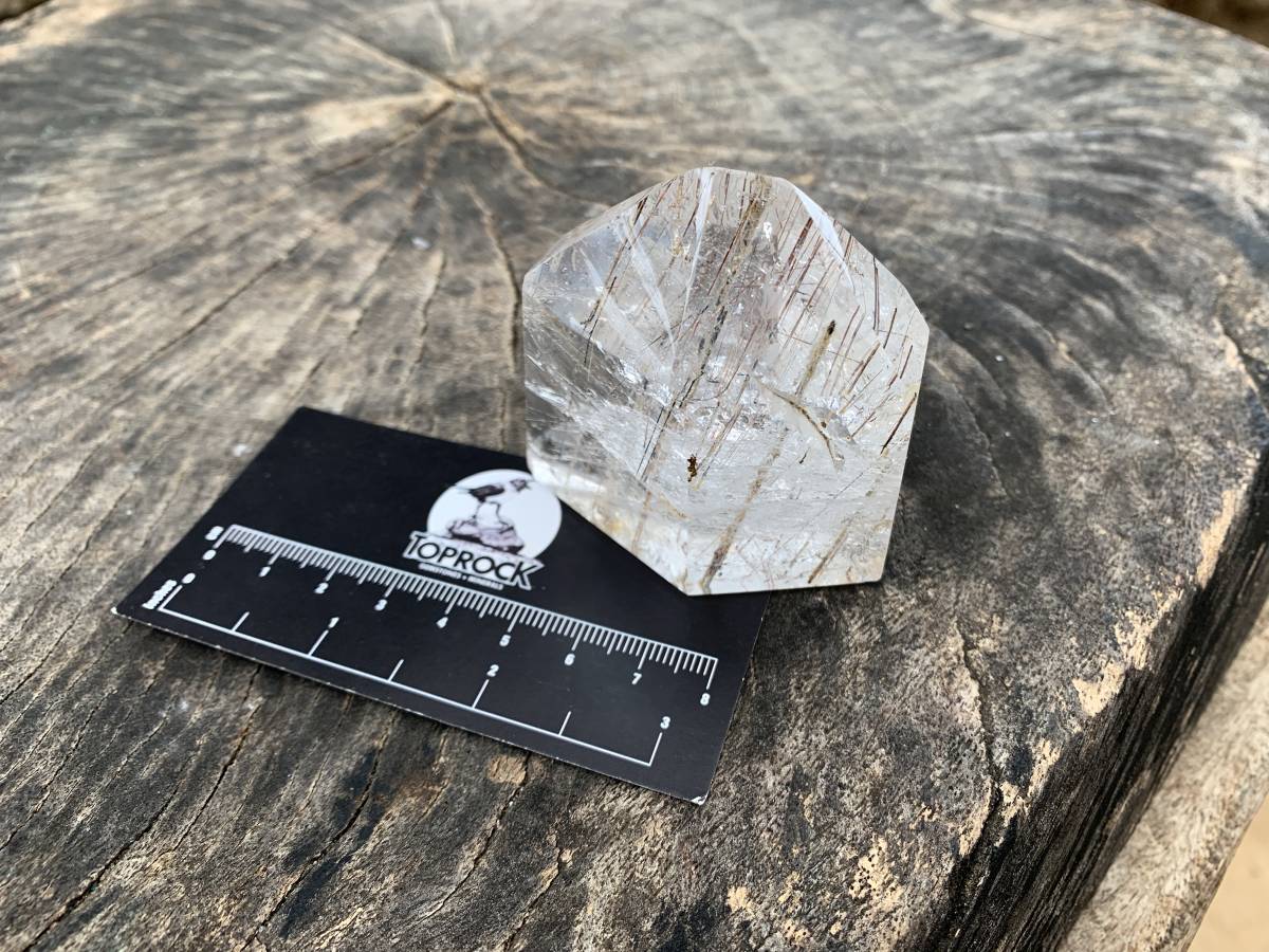 Rare Golden and Copper Rutile Polished Quartz Crystal x 1 From Madagascar