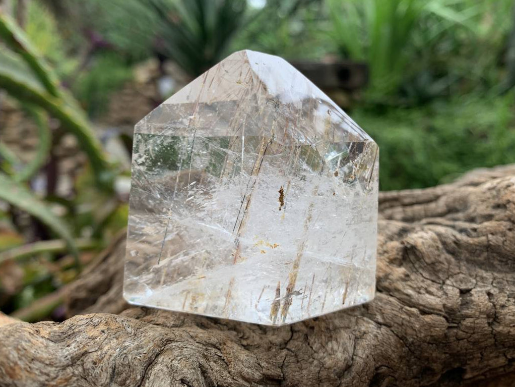 Rare Golden and Copper Rutile Polished Quartz Crystal x 1 From Madagascar