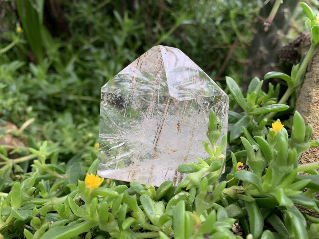 Rare Golden and Copper Rutile Polished Quartz Crystal x 1 From Madagascar