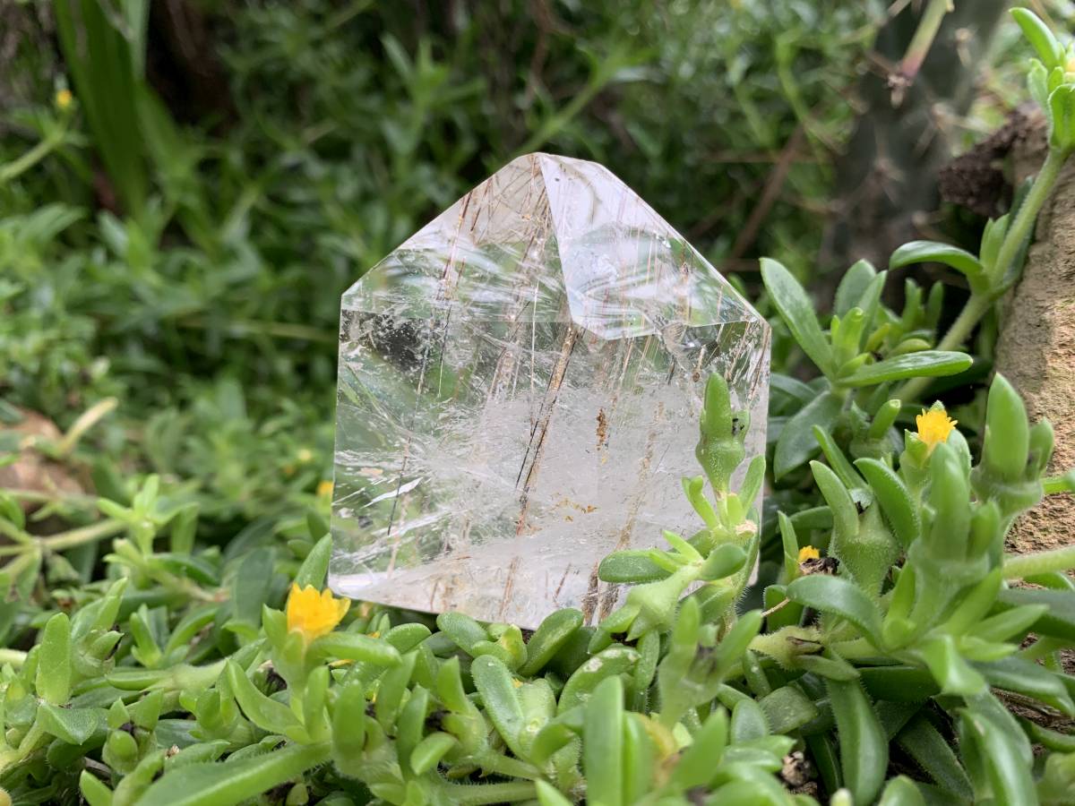 Rare Golden and Copper Rutile Polished Quartz Crystal x 1 From Madagascar