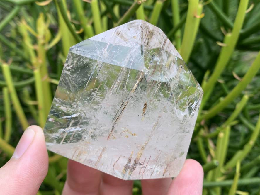 Rare Golden and Copper Rutile Polished Quartz Crystal x 1 From Madagascar