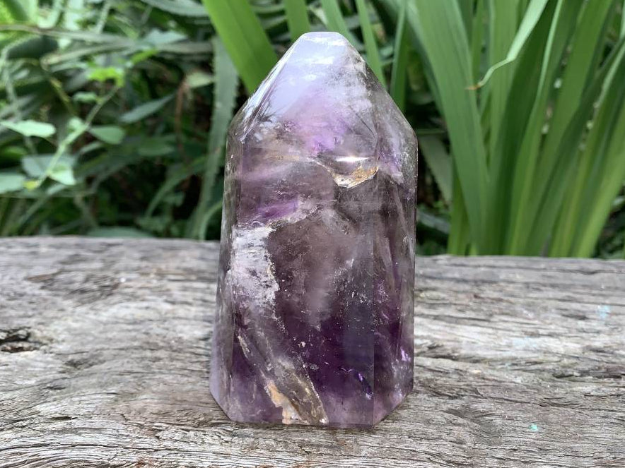 Polished Smokey Amethyst, Window Quartz Crystal with Enhydro x 1 From Akansobe, Madagascar