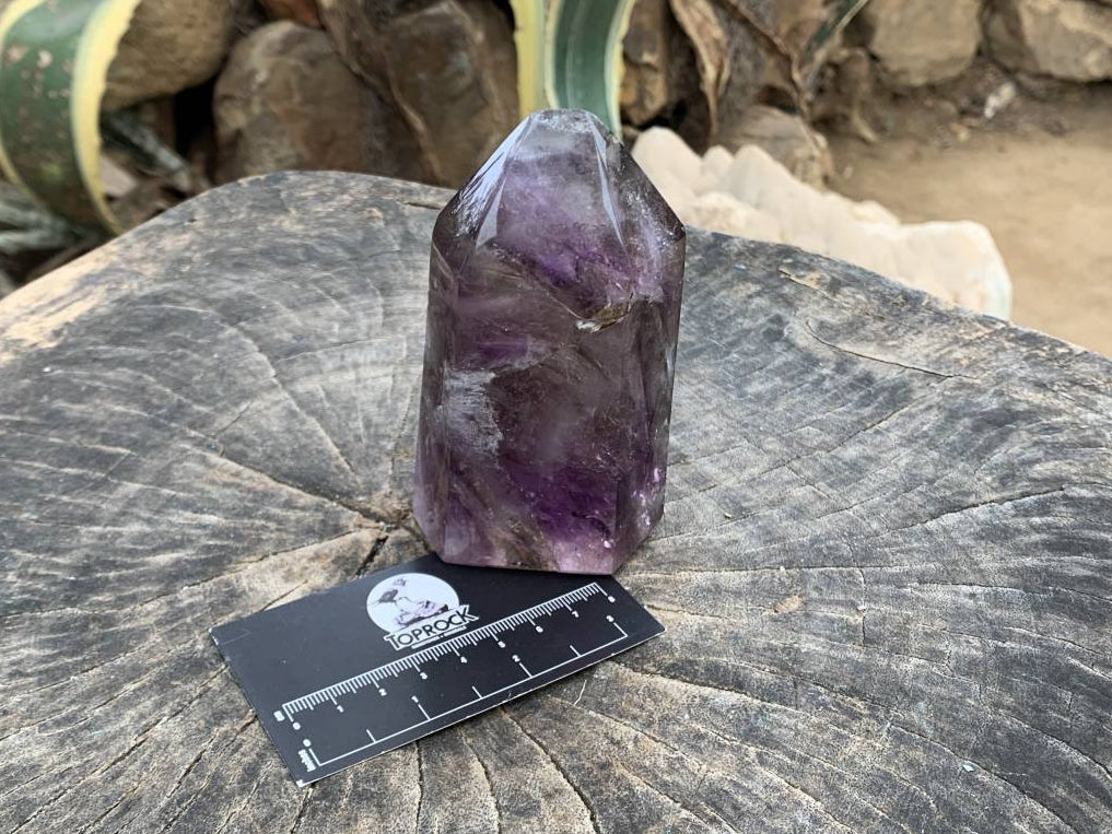 Polished Smokey Amethyst, Window Quartz Crystal with Enhydro x 1 From Akansobe, Madagascar