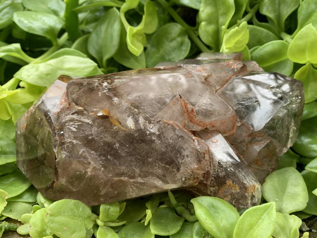 Polished Smokey Cascading Window Quartz Crystal with Enhydro x 1 from Akansobe, Madagascar