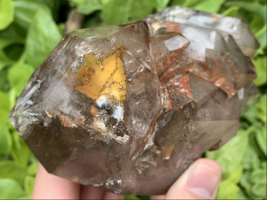 Polished Smokey Cascading Window Quartz Crystal with Enhydro x 1 from Akansobe, Madagascar