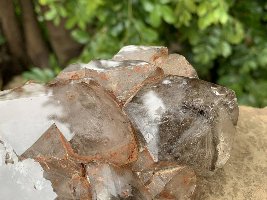 Polished Smokey Cascading Window Quartz Crystal with Enhydro x 1 from Akansobe, Madagascar