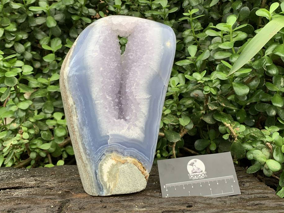 Polished XXL Blue Lace Agate with Lilac Amethyst Crystalline Geode, Display Piece x 1 from Nsanje, Malawi
