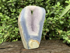 Polished XXL Blue Lace Agate with Lilac Amethyst Crystalline Geode, Display Piece x 1 from Nsanje, Malawi