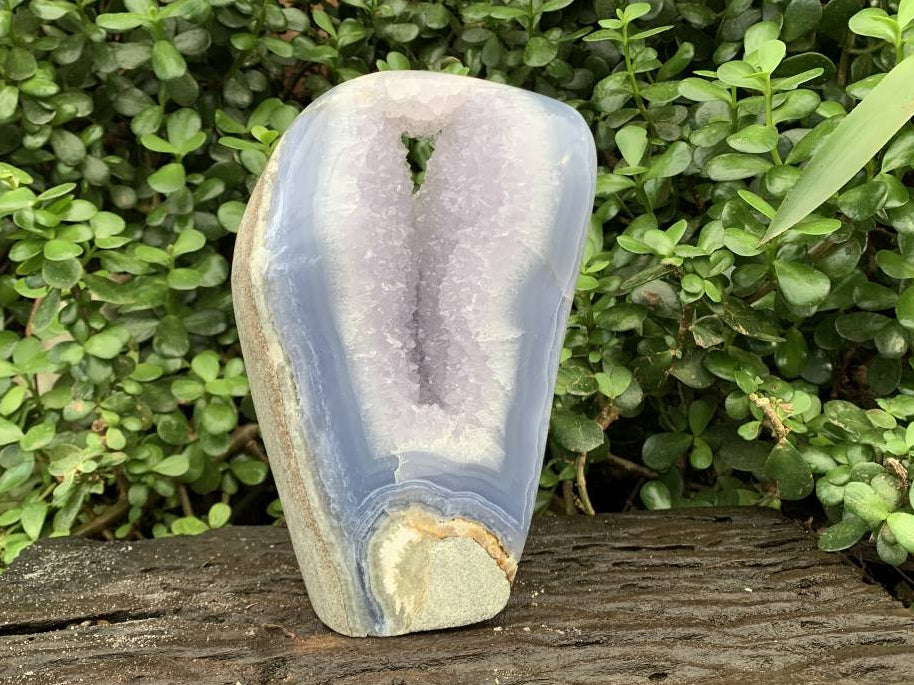Polished XXL Blue Lace Agate with Lilac Amethyst Crystalline Geode, Display Piece x 1 from Nsanje, Malawi