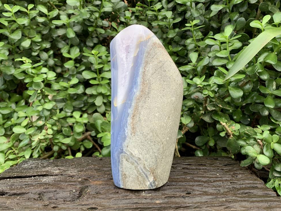 Polished XXL Blue Lace Agate with Lilac Amethyst Crystalline Geode, Display Piece x 1 from Nsanje, Malawi
