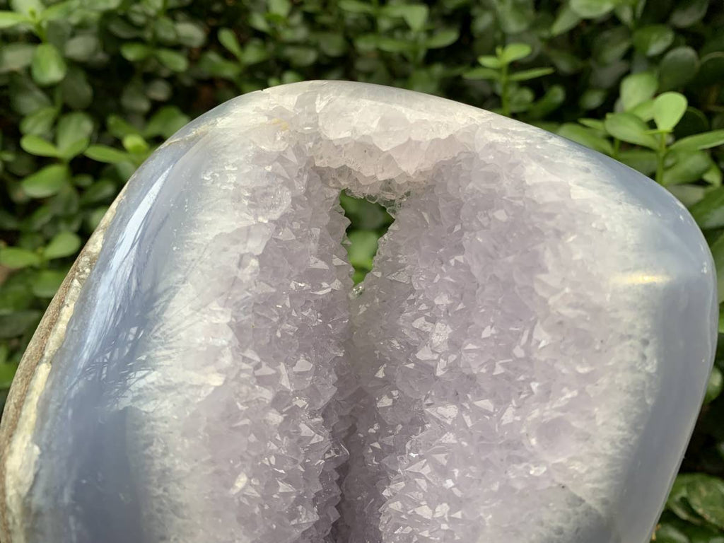 Polished XXL Blue Lace Agate with Lilac Amethyst Crystalline Geode, Display Piece x 1 from Nsanje, Malawi