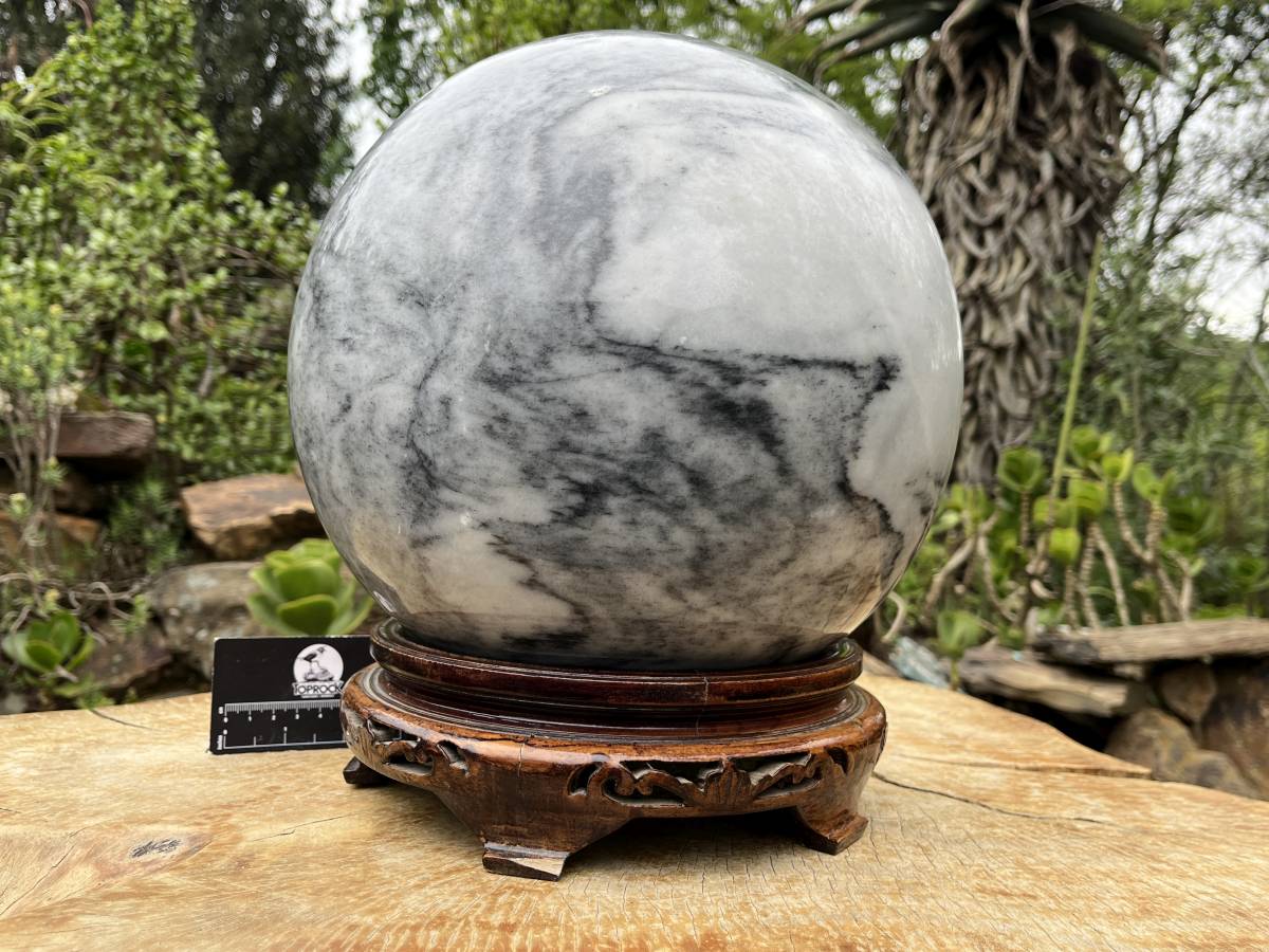 Polished XL Zebra Marble Sphere x 1 From Australia