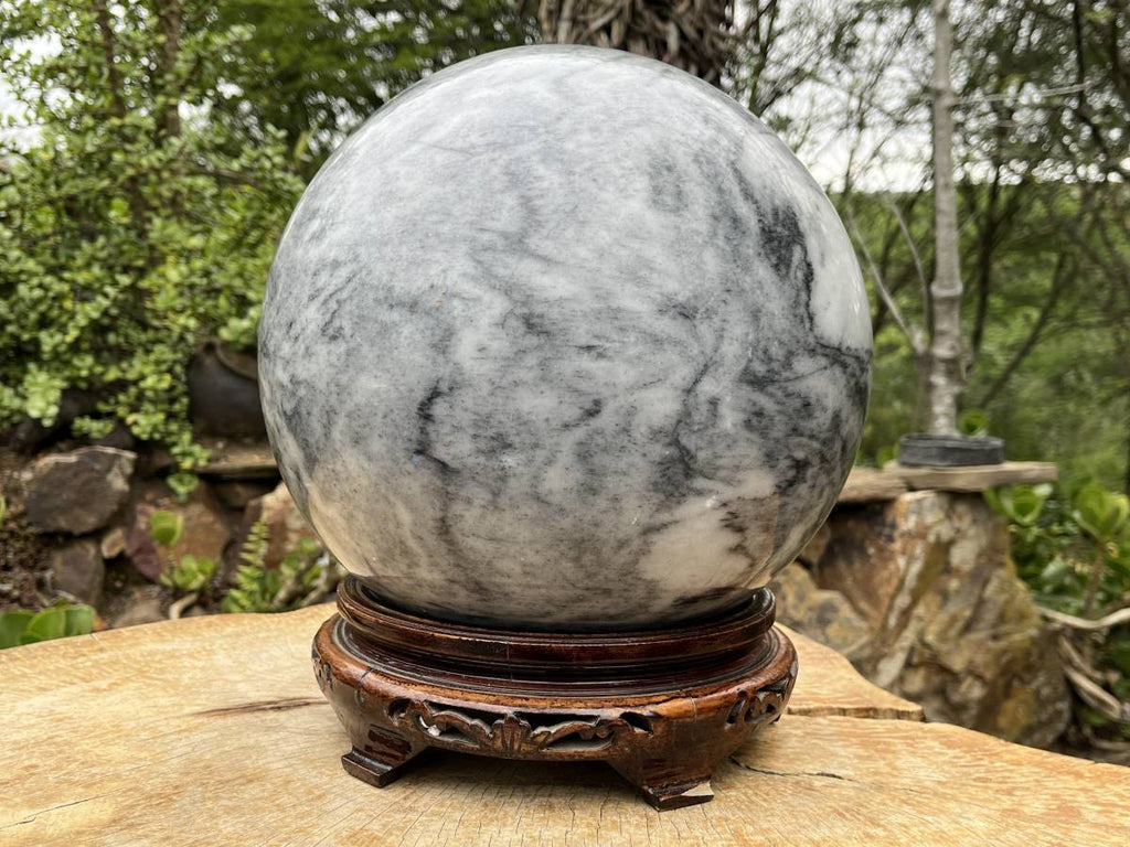 Polished XL Zebra Marble Sphere x 1 From Australia