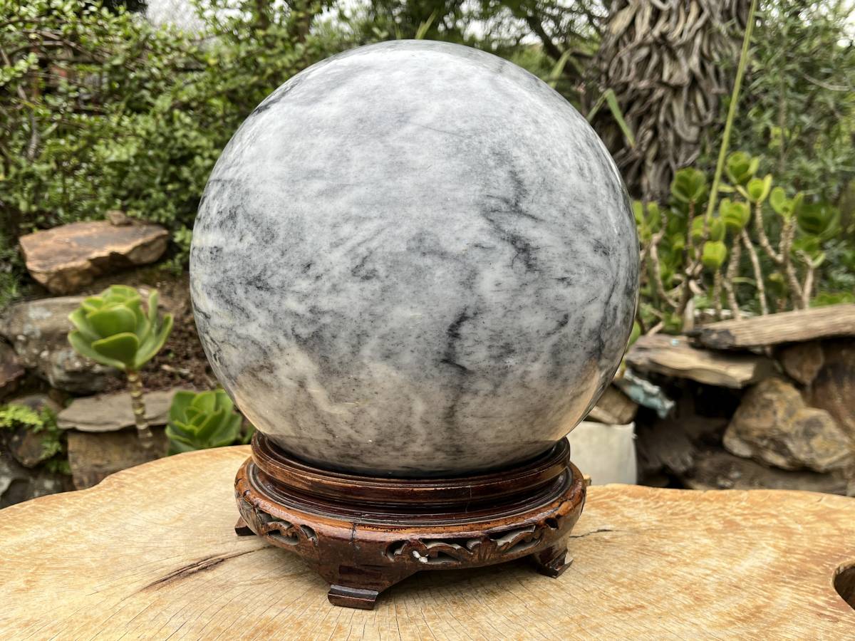 Polished XL Zebra Marble Sphere x 1 From Australia