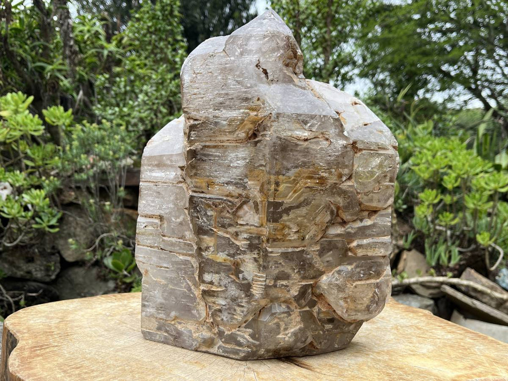 Polished XL Smokey Cascading Window Quartz Crystal  x 1 From Madagascar