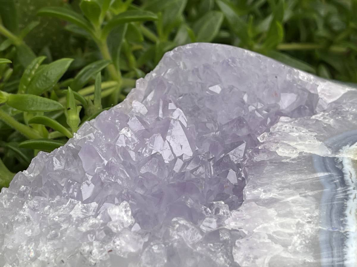 Polished XXL Blue Lace Agate with Lilac Amethyst Crystalline Geode, Display Piece  x 1 From Nsanje, Malawi