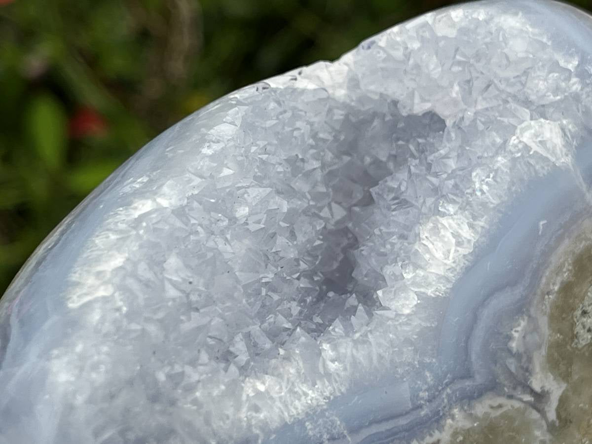 Polished XXL Blue Lace Agate with Lilac Amethyst Crystalline Geode, Display Piece  x 1 From Nsanje, Malawi