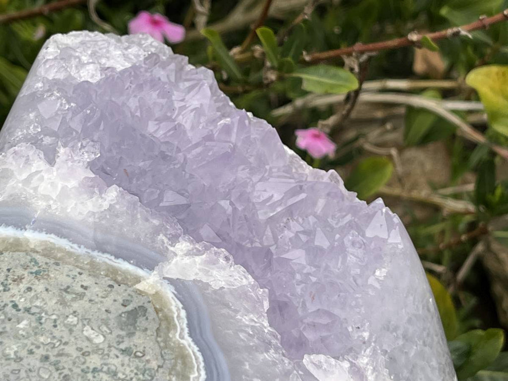 Polished XXL Blue Lace Agate with Lilac Amethyst Crystalline Geode, Display Piece  x 1 From Nsanje, Malawi