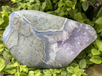 Polished XXL Blue Lace Agate with Lilac Amethyst Crystalline Geode, Display Piece  x 1 From Nsanje, Malawi