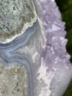 Polished XXL Blue Lace Agate with Lilac Amethyst Crystalline Geode, Display Piece  x 1 From Nsanje, Malawi