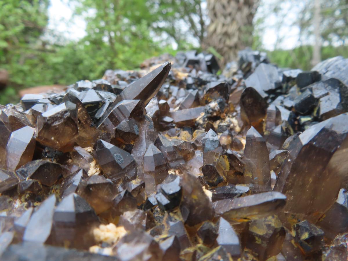 Natural XXL Schorl Black Tourmaline Flat Plate with, Smokey Quartz, Hyalite Opal Specimen x 1 From Erongo, Namibia