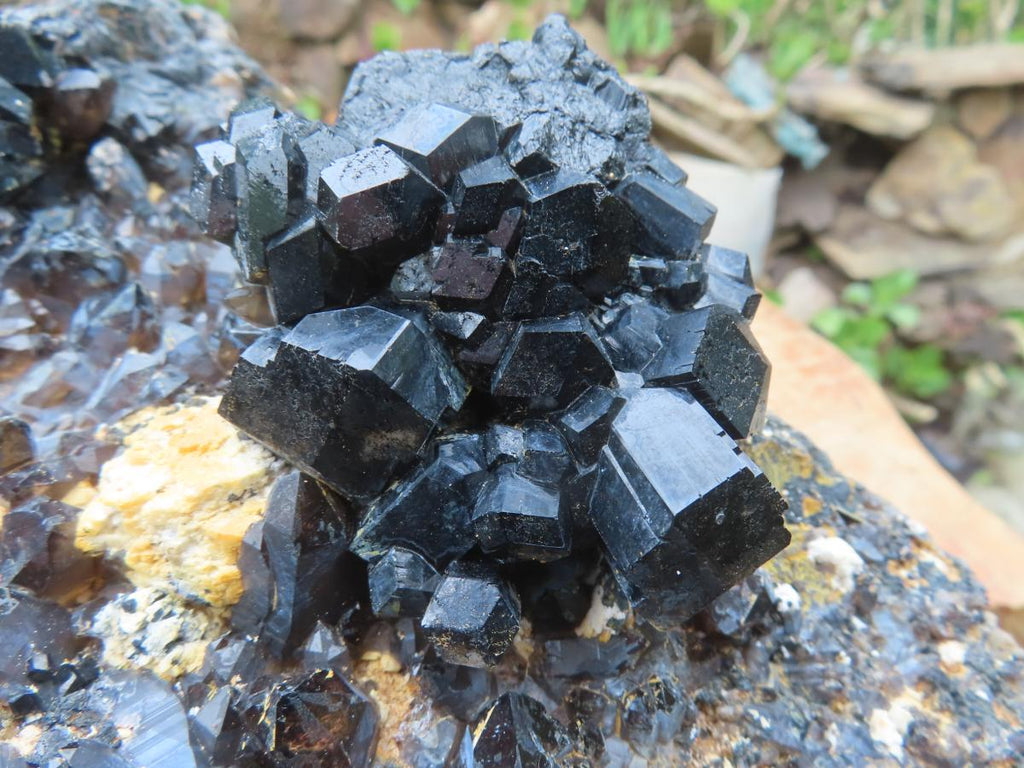 Natural XXL Schorl Black Tourmaline Flat Plate with, Smokey Quartz, Hyalite Opal Specimen x 1 From Erongo, Namibia