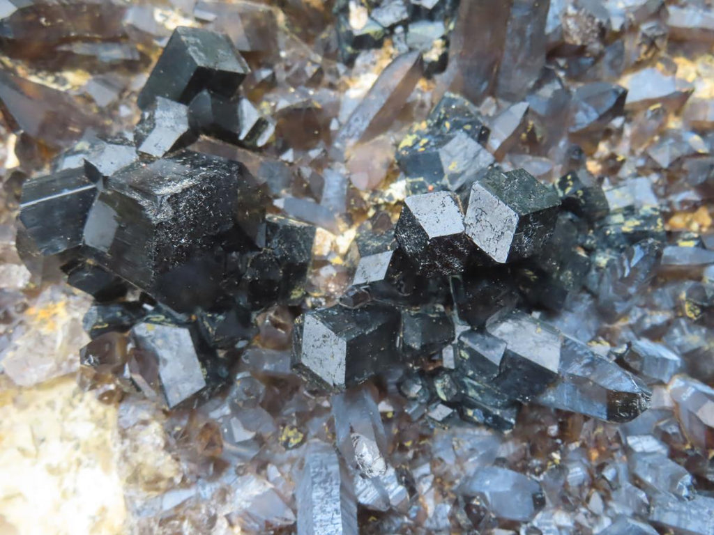 Natural XXL Schorl Black Tourmaline Flat Plate with, Smokey Quartz, Hyalite Opal Specimen x 1 From Erongo, Namibia