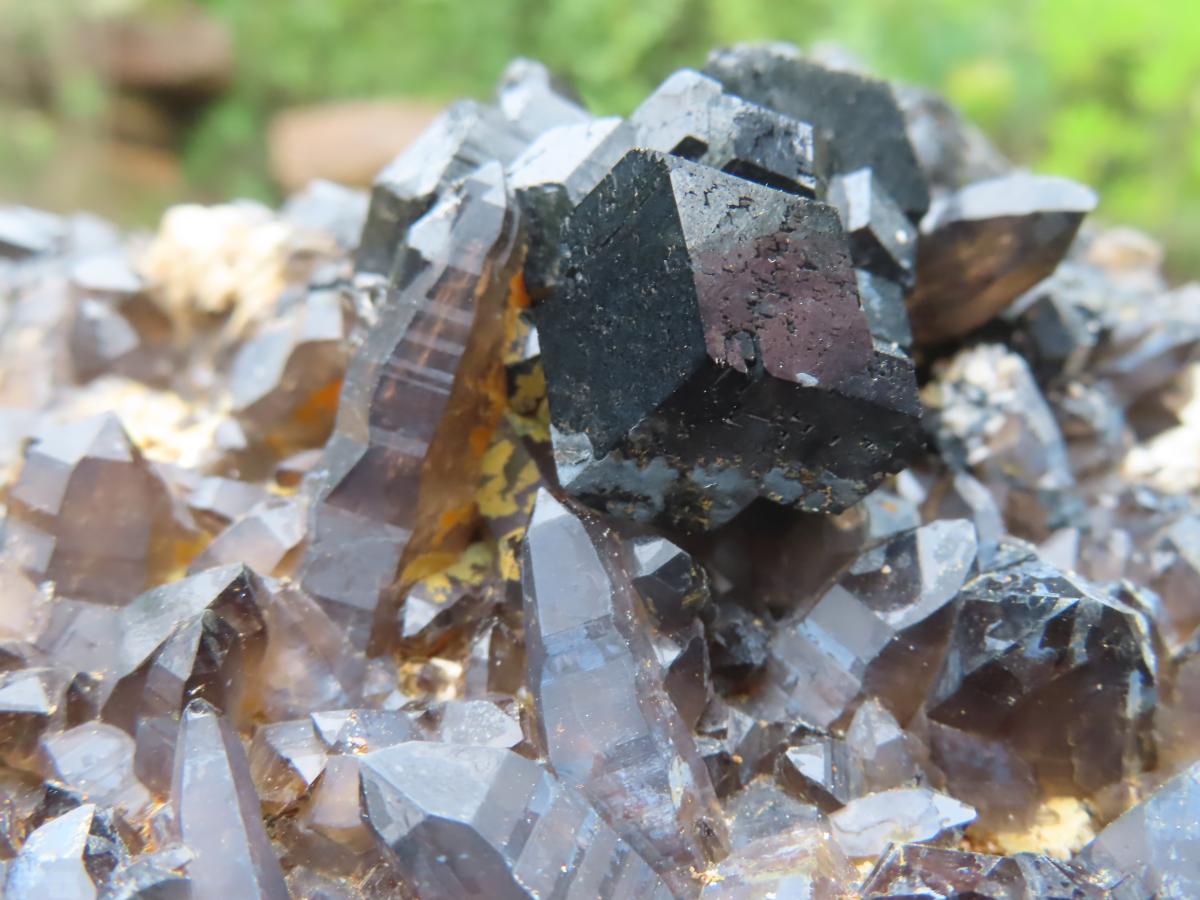 Natural XXL Schorl Black Tourmaline Flat Plate with, Smokey Quartz, Hyalite Opal Specimen x 1 From Erongo, Namibia