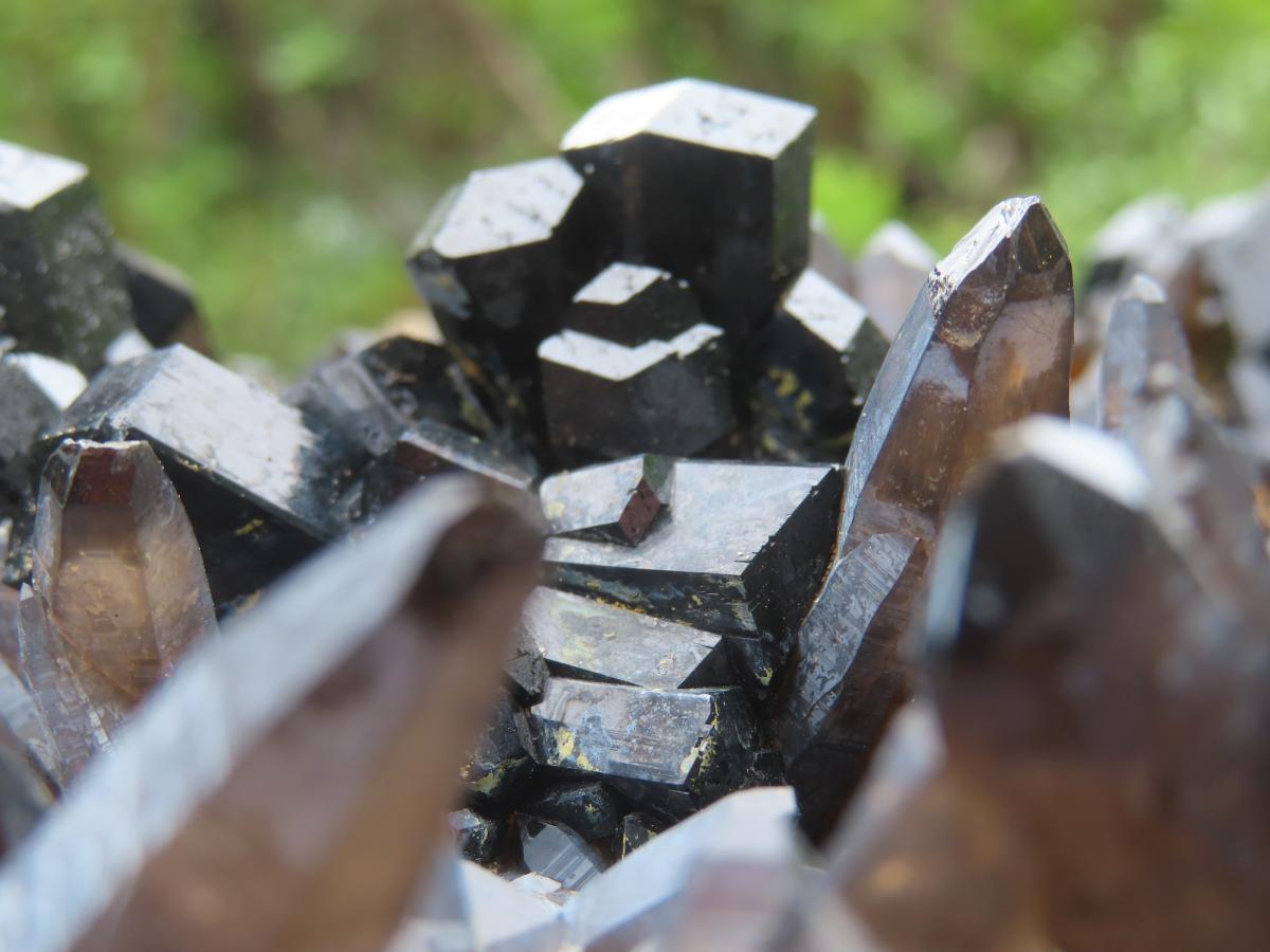 Natural XXL Schorl Black Tourmaline Flat Plate with, Smokey Quartz, Hyalite Opal Specimen x 1 From Erongo, Namibia