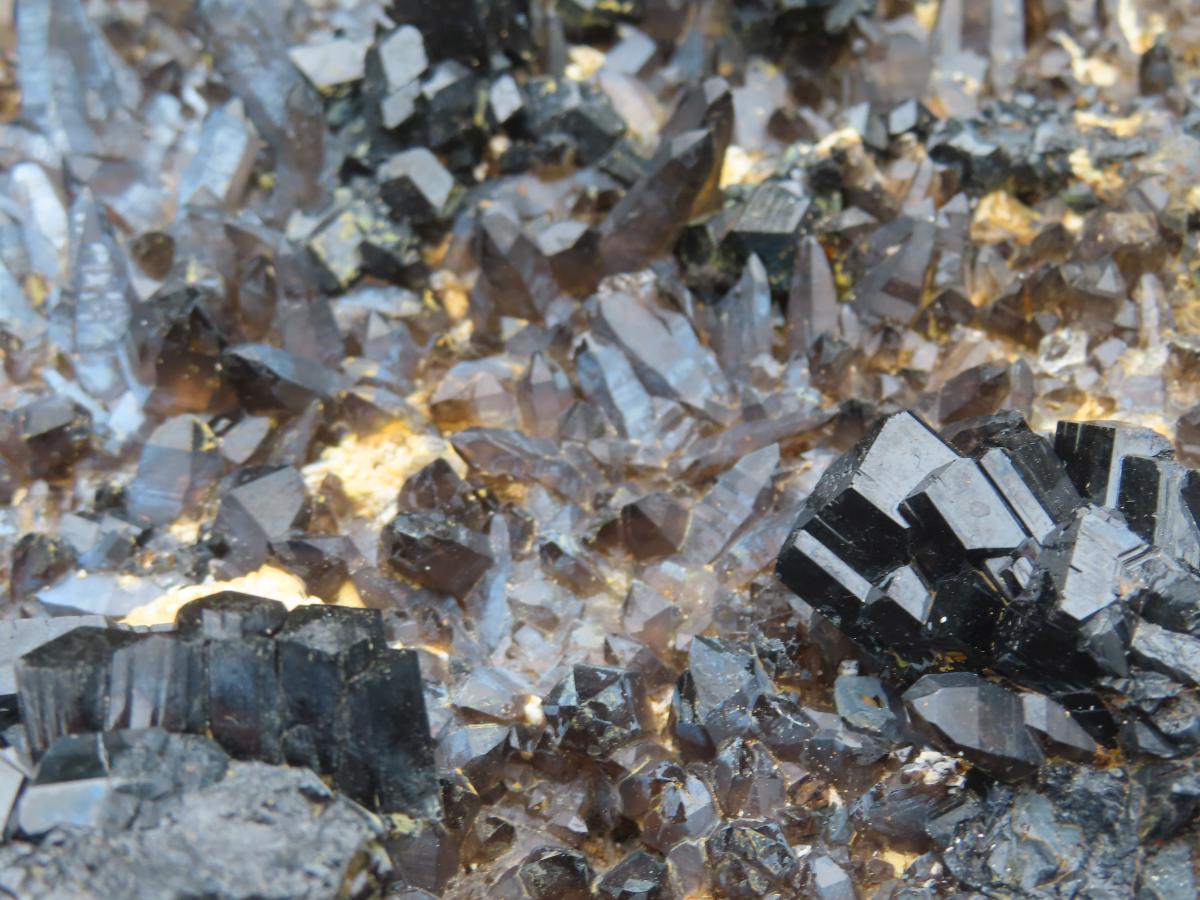 Natural XXL Schorl Black Tourmaline Flat Plate with, Smokey Quartz, Hyalite Opal Specimen x 1 From Erongo, Namibia