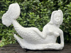 Hand-Made Unique White Marble Mermaid Carving x 1 From Zimbabwe