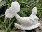 Hand-Made Unique White Marble Mermaid Carving x 1 From Zimbabwe