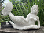 Hand-Made Unique White Marble Mermaid Carving x 1 From Zimbabwe