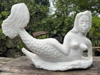 Hand-Made Unique White Marble Mermaid Carving x 1 From Zimbabwe