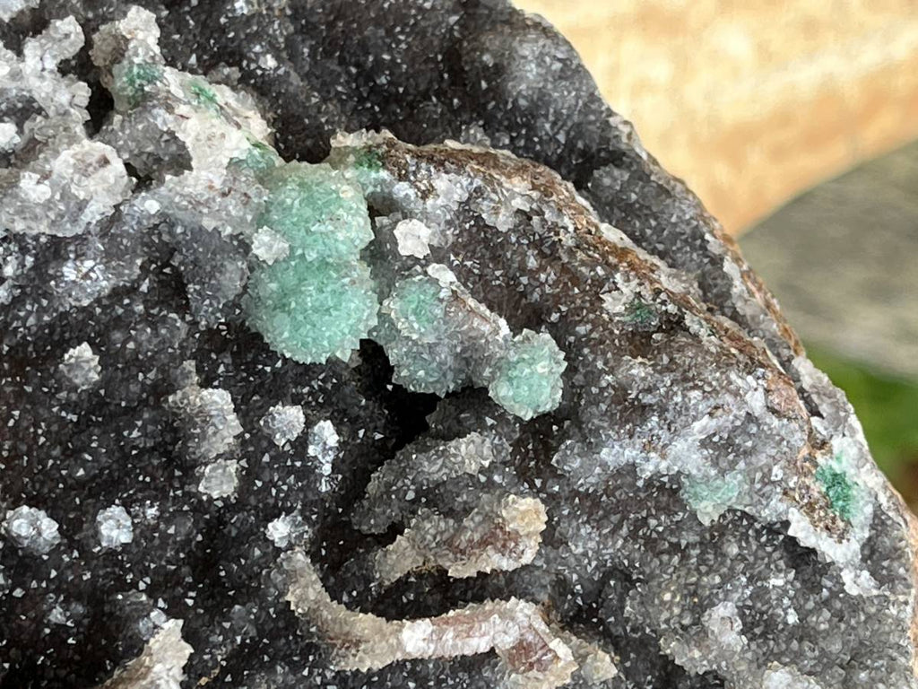 Natural Exquisite Drusy Quartz Coated Ball Malachite Stalactites on Dolomite Matrix Specimen x 1 From Kambove, Congo